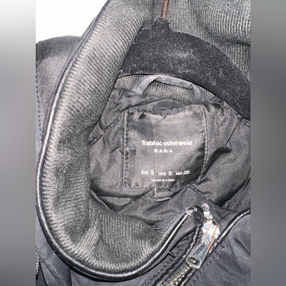 Zara Black Removable Hoodie Winter Jacket Coat, Size S - Picture 6 of 6